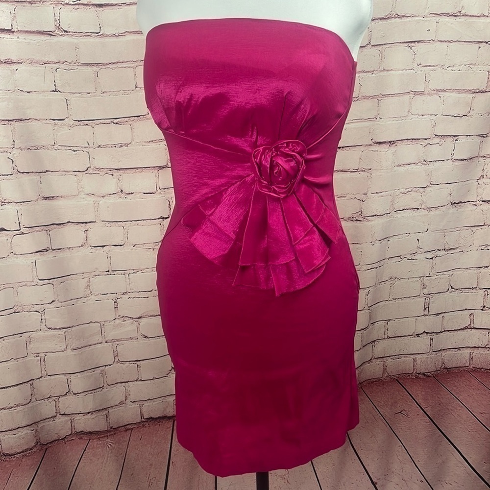 Hot Pink Strapless Dress - Size Large